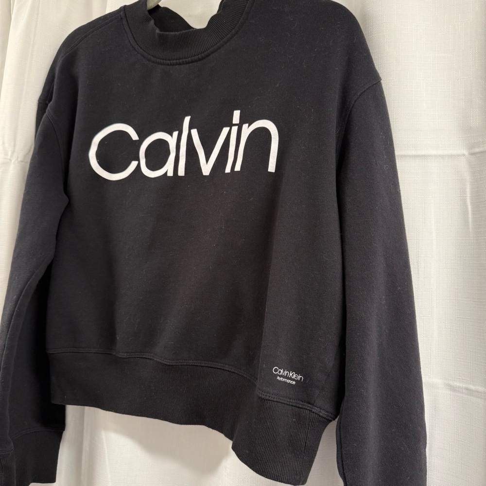 Calvin Klein Black Crew Neck Cropped Sweater Size XL - Picture 4 of 4